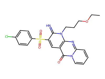3-[(4-chlorophenyl)sulfonyl]-1-(3-ethoxypropyl)-2-imino-1,2-dihydro-5H-dipyrido[1,2-a:2',3'-d]pyrimidin-5-one structure