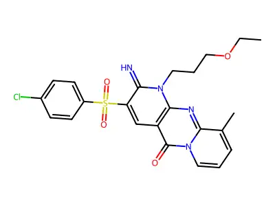 3-[(4-chlorophenyl)sulfonyl]-1-(3-ethoxypropyl)-2-imino-10-methyl-1,2-dihydro-5H-dipyrido[1,2-a:2',3'-d]pyrimidin-5-one structure