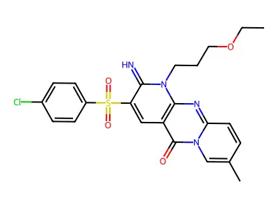 3-[(4-chlorophenyl)sulfonyl]-1-(3-ethoxypropyl)-2-imino-8-methyl-1,2-dihydro-5H-dipyrido[1,2-a:2,3-d]pyrimidin-5-one structure