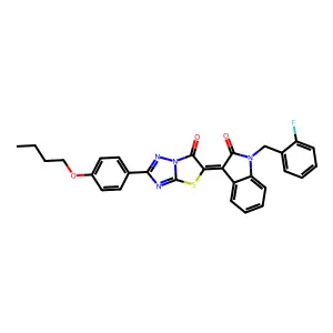 (3Z)-3-(2-(4-BUTOXYPHENYL)-6-OXO[1,3]THIAZOLO[3,2-B][1,2,4]TRIAZOL-5(6H)-YLIDENE)-1-(2-FLUOROBENZYL)-1,3-DIHYDRO-2H-INDOL-2-ONE structure