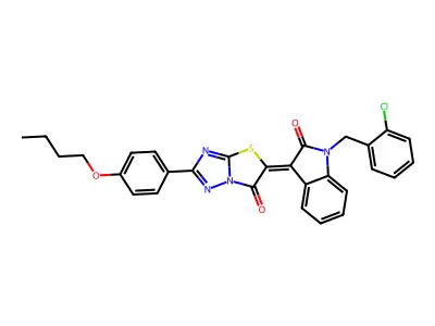 (3Z)-3-[2-(4-butoxyphenyl)-6-oxo[1,3]thiazolo[3,2-b][1,2,4]triazol-5(6H)-ylidene]-1-(2-chlorobenzyl)-1,3-dihydro-2H-indol-2-one structure