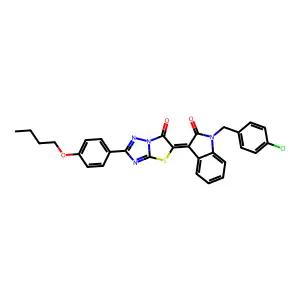 (3Z)-3-[2-(4-butoxyphenyl)-6-oxo[1,3]thiazolo[3,2-b][1,2,4]triazol-5(6H)-ylidene]-1-(4-chlorobenzyl)-1,3-dihydro-2H-indol-2-one structure
