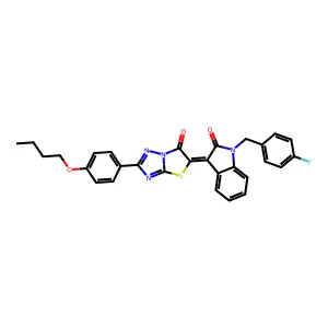 (3Z)-3-[2-(4-butoxyphenyl)-6-oxo[1,3]thiazolo[3,2-b][1,2,4]triazol-5(6H)-ylidene]-1-(4-fluorobenzyl)-1,3-dihydro-2H-indol-2-one structure