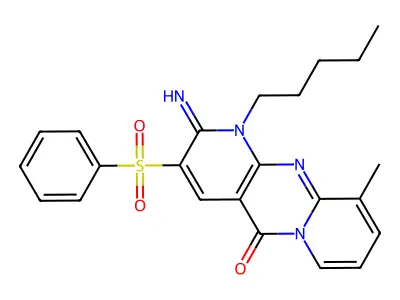 2-Imino-10-methyl-1-pentyl-3-(phenylsulfonyl)-1H-dipyrido[1,2-a:2',3'-d]pyrimidin-5(2H)-one structure