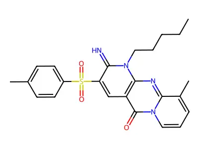2-Imino-10-methyl-1-pentyl-3-tosyl-1H-dipyrido[1,2-a:2',3'-d]pyrimidin-5(2H)-one structure