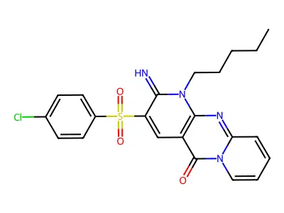 3-[(4-chlorophenyl)sulfonyl]-2-imino-1-pentyl-1,2-dihydro-5H-dipyrido[1,2-a:2',3'-d]pyrimidin-5-one structure