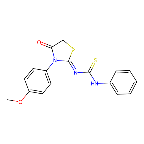 (Z)-1-(3-(4-methoxyphenyl)-4-oxothiazolidin-2-ylidene)-3-phenylthiourea structure