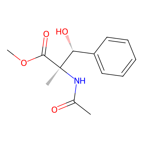 (2R,3R)-methyl 2-acetamido-3-hydroxy-2-methyl-3-phenylpropanoate structure