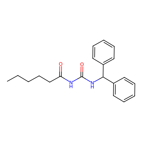 N-(benzhydrylcarbamoyl)hexanamide structure