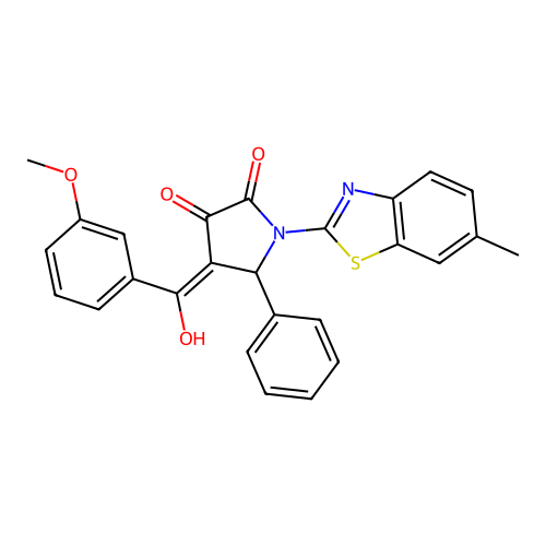 (4E)-4-[hydroxy(3-methoxyphenyl)methylidene]-1-(6-methyl-1,3-benzothiazol-2-yl)-5-phenylpyrrolidine-2,3-dione structure