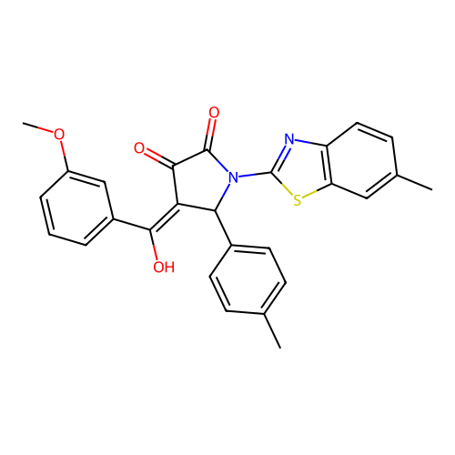 (4E)-4-[hydroxy(3-methoxyphenyl)methylidene]-1-(6-methyl-1,3-benzothiazol-2-yl)-5-(4-methylphenyl)pyrrolidine-2,3-dione structure
