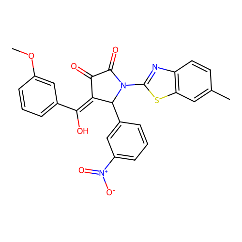 (4E)-4-[hydroxy(3-methoxyphenyl)methylidene]-1-(6-methyl-1,3-benzothiazol-2-yl)-5-(3-nitrophenyl)pyrrolidine-2,3-dione structure