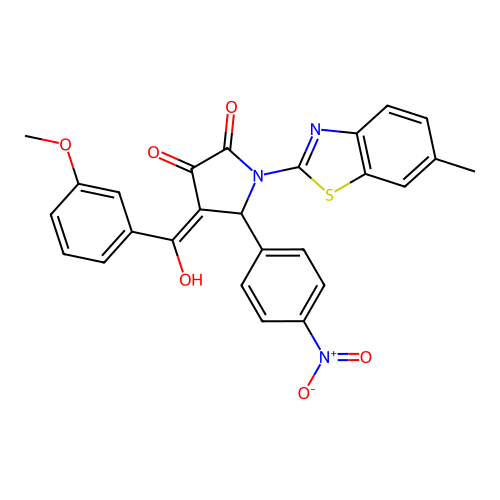 (4E)-4-[hydroxy(3-methoxyphenyl)methylidene]-1-(6-methyl-1,3-benzothiazol-2-yl)-5-(4-nitrophenyl)pyrrolidine-2,3-dione structure