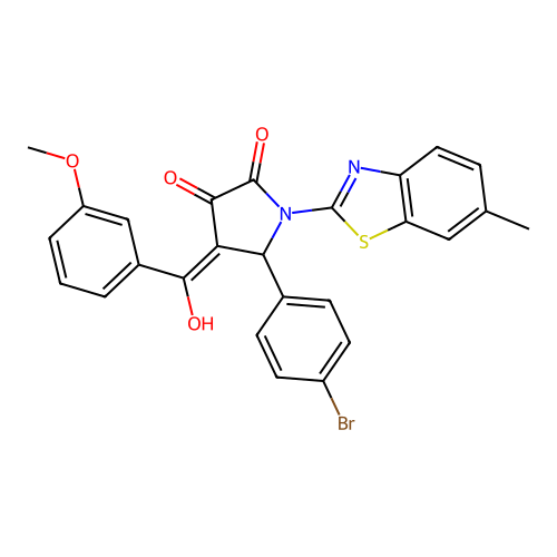 (4E)-5-(4-bromophenyl)-4-[hydroxy(3-methoxyphenyl)methylidene]-1-(6-methyl-1,3-benzothiazol-2-yl)pyrrolidine-2,3-dione structure