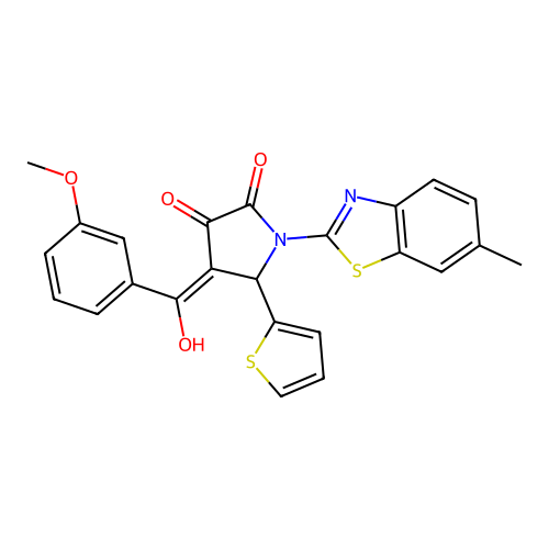 (4E)-4-[hydroxy(3-methoxyphenyl)methylidene]-1-(6-methyl-1,3-benzothiazol-2-yl)-5-(thiophen-2-yl)pyrrolidine-2,3-dione structure