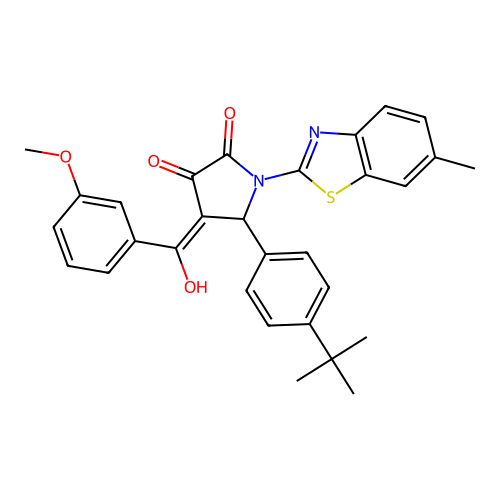 (4E)-5-(4-tert-butylphenyl)-4-[hydroxy(3-methoxyphenyl)methylidene]-1-(6-methyl-1,3-benzothiazol-2-yl)pyrrolidine-2,3-dione structure