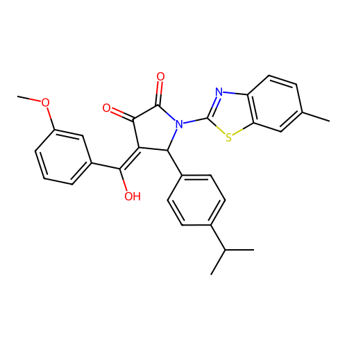 (4E)-4-[hydroxy(3-methoxyphenyl)methylidene]-1-(6-methyl-1,3-benzothiazol-2-yl)-5-[4-(propan-2-yl)phenyl]pyrrolidine-2,3-dione structure