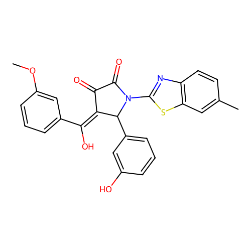 3-hydroxy-5-(3-hydroxyphenyl)-4-(3-methoxybenzoyl)-1-(6-methylbenzo[d]thiazol-2-yl)-1H-pyrrol-2(5H)-one structure