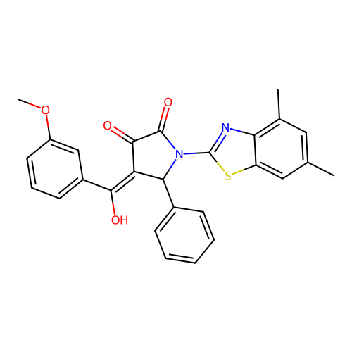 (4E)-1-(4,6-dimethyl-1,3-benzothiazol-2-yl)-4-[hydroxy(3-methoxyphenyl)methylidene]-5-phenylpyrrolidine-2,3-dione structure