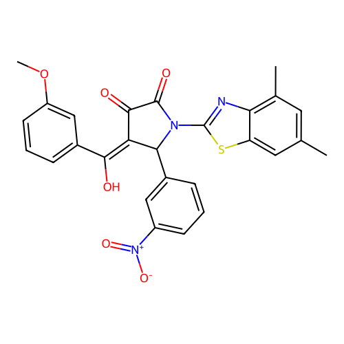 (4E)-1-(4,6-dimethyl-1,3-benzothiazol-2-yl)-4-[hydroxy(3-methoxyphenyl)methylidene]-5-(3-nitrophenyl)pyrrolidine-2,3-dione structure