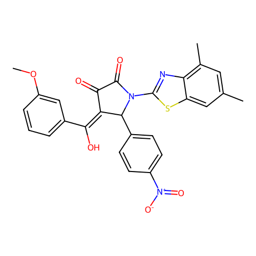 (4E)-1-(4,6-dimethyl-1,3-benzothiazol-2-yl)-4-[hydroxy(3-methoxyphenyl)methylidene]-5-(4-nitrophenyl)pyrrolidine-2,3-dione structure