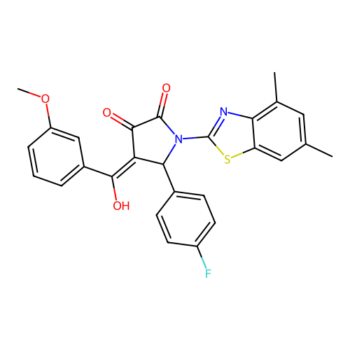 (4E)-1-(4,6-dimethyl-1,3-benzothiazol-2-yl)-5-(4-fluorophenyl)-4-[hydroxy(3-methoxyphenyl)methylidene]pyrrolidine-2,3-dione structure