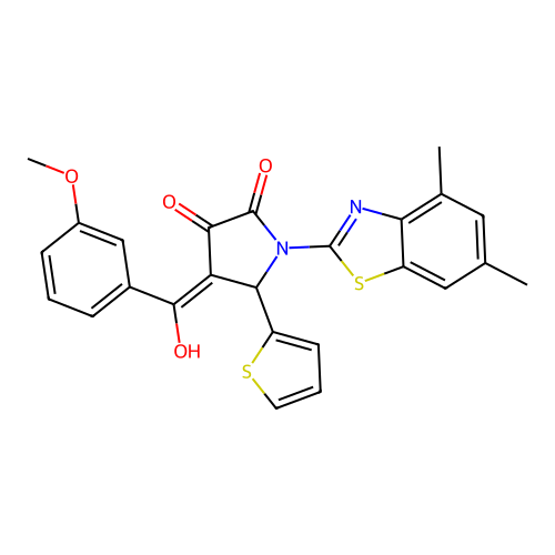 (4E)-1-(4,6-dimethyl-1,3-benzothiazol-2-yl)-4-[hydroxy(3-methoxyphenyl)methylidene]-5-(thiophen-2-yl)pyrrolidine-2,3-dione structure