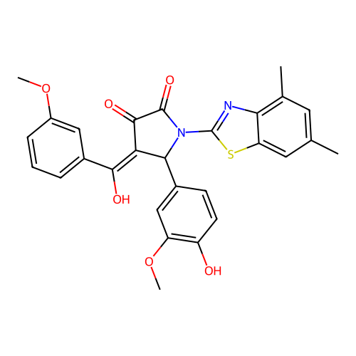 (4E)-1-(4,6-dimethyl-1,3-benzothiazol-2-yl)-5-(4-hydroxy-3-methoxyphenyl)-4-[hydroxy(3-methoxyphenyl)methylidene]pyrrolidine-2,3-dione structure