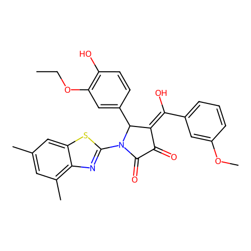 (4E)-1-(4,6-dimethyl-1,3-benzothiazol-2-yl)-5-(3-ethoxy-4-hydroxyphenyl)-4-[hydroxy(3-methoxyphenyl)methylidene]pyrrolidine-2,3-dione structure