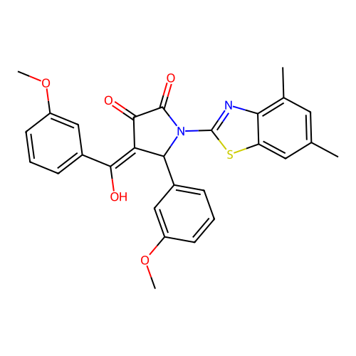 (4E)-1-(4,6-dimethyl-1,3-benzothiazol-2-yl)-4-[hydroxy(3-methoxyphenyl)methylidene]-5-(3-methoxyphenyl)pyrrolidine-2,3-dione structure