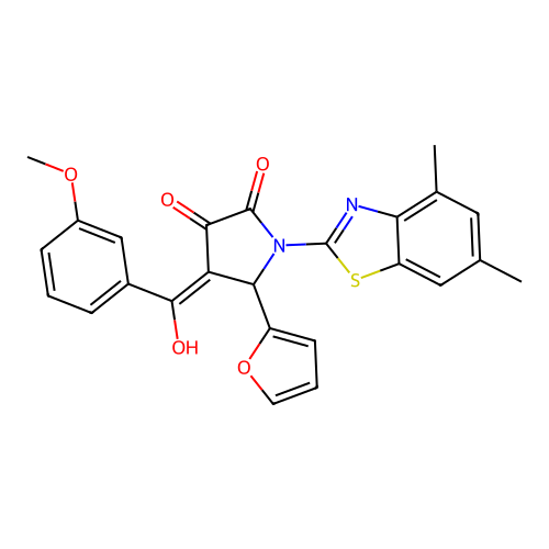 (4E)-1-(4,6-dimethyl-1,3-benzothiazol-2-yl)-5-(furan-2-yl)-4-[hydroxy(3-methoxyphenyl)methylidene]pyrrolidine-2,3-dione structure