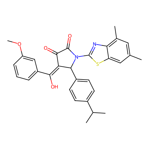 (4E)-1-(4,6-dimethyl-1,3-benzothiazol-2-yl)-4-[hydroxy(3-methoxyphenyl)methylidene]-5-[4-(propan-2-yl)phenyl]pyrrolidine-2,3-dione structure