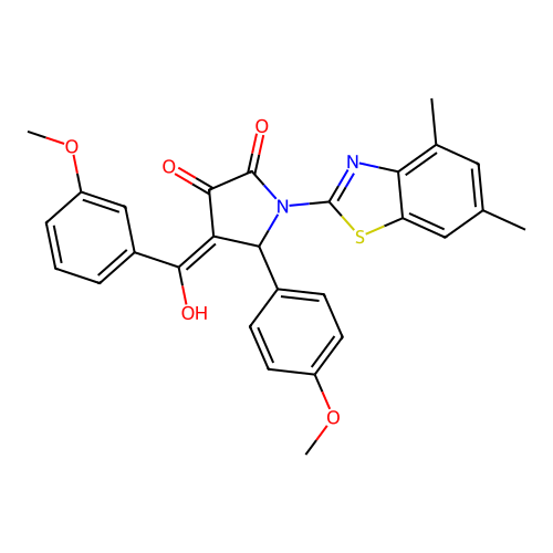 (4E)-1-(4,6-dimethyl-1,3-benzothiazol-2-yl)-4-[hydroxy(3-methoxyphenyl)methylidene]-5-(4-methoxyphenyl)pyrrolidine-2,3-dione structure