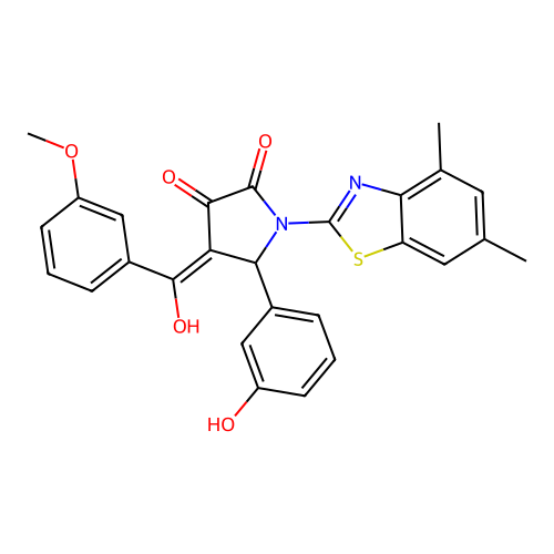 (4E)-1-(4,6-dimethyl-1,3-benzothiazol-2-yl)-4-[hydroxy(3-methoxyphenyl)methylidene]-5-(3-hydroxyphenyl)pyrrolidine-2,3-dione structure
