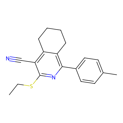 3-(ethylsulfanyl)-1-(4-methylphenyl)-5,6,7,8-tetrahydroisoquinoline-4-carbonitrile structure