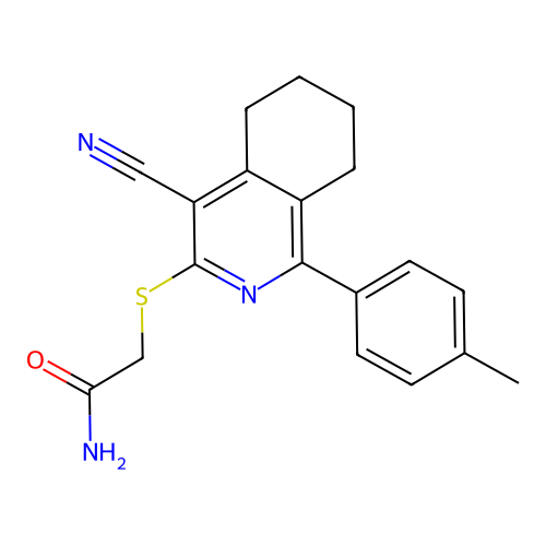 2-(4-Cyano-1-p-tolyl-5,6,7,8-tetrahydro-isoquinolin-3-ylsulfanyl)-acetamide structure