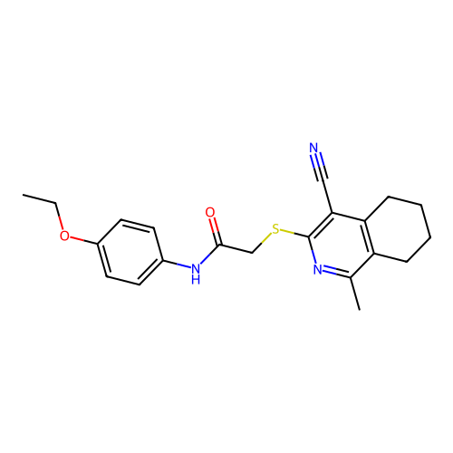 2-[(4-cyano-1-methyl-5,6,7,8-tetrahydroisoquinolin-3-yl)sulfanyl]-N-(4-ethoxyphenyl)acetamide structure
