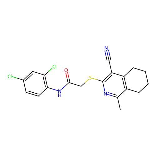 2-[(4-cyano-1-methyl-5,6,7,8-tetrahydroisoquinolin-3-yl)sulfanyl]-N-(2,4-dichlorophenyl)acetamide structure