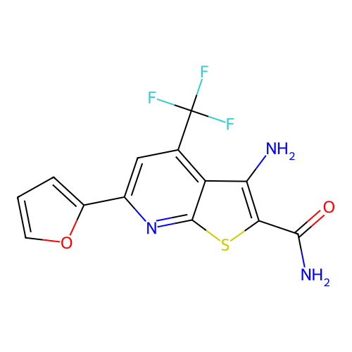 3-Amino-6-(furan-2-yl)-4-(trifluoromethyl)thieno[2,3-b]pyridine-2-carboxamide structure
