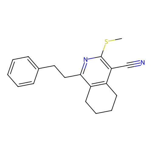 3-(methylthio)-1-phenethyl-5,6,7,8-tetrahydroisoquinoline-4-carbonitrile structure