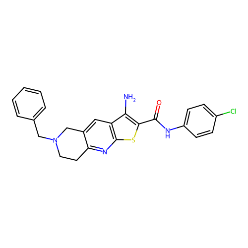 3-amino-6-benzyl-N-(4-chlorophenyl)-5,6,7,8-tetrahydrothieno[2,3-b][1,6]naphthyridine-2-carboxamide structure