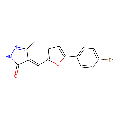 (E)-4-((5-(4-bromophenyl)furan-2-yl)methylene)-3-methyl-1H-pyrazol-5(4H)-one structure