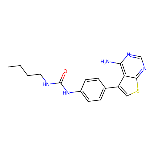 Urea, N-[4-(4-aminothieno[2,3-d]pyrimidin-5-yl)phenyl]-N'-butyl- structure