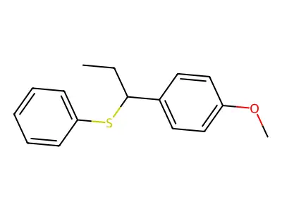 Benzene, 1-methoxy-4-(1-(phenylthio)propyl)- structure
