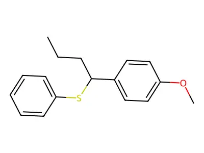 Benzene, 1-methoxy-4-(1-(phenylthio)butyl)- structure