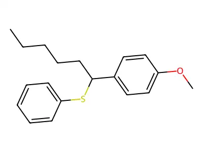 Benzene, 1-methoxy-4-(1-(phenylthio)hexyl)- structure