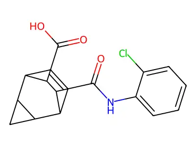 7-[(2-Chloroanilino)carbonyl]tricyclo[3.2.2.0~2,4~]non-8-ene-6-carboxylic acid structure