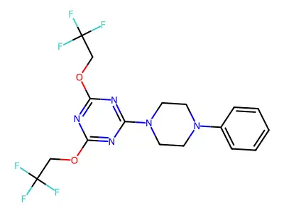 2-(4-Phenylpiperazin-1-yl)-4,6-bis(2,2,2-trifluoroethoxy)-1,3,5-triazine structure
