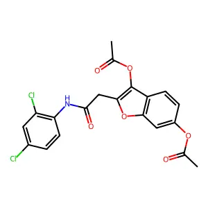 2-Benzofuranacetamide, N-(2,4-dichlorophenyl)-3,6-dihydroxy-, diacetate structure