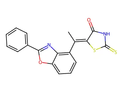 4-Thiazolidinone, 5-(1-(2-phenyl-4-benzoxazolyl)ethylidene)-2-thioxo- structure